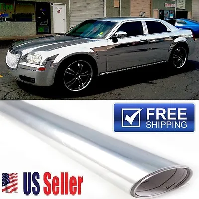 24 X60  Chrome/Silver Vinyl Wrap Film Protector  BUBBLE FREE  DIY 5FTx2FT Roll • $19.99