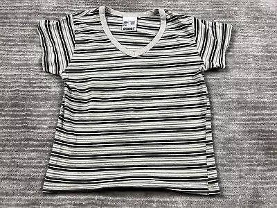 Vintage Gitano Top Womens Small Multicolor Striped V-Neck Made In USA 90s • $9.99