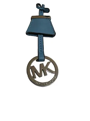 Michael Kors MK Logo Silver & Blue Leather Charm Handbag Hang Tag FOB • $19.95