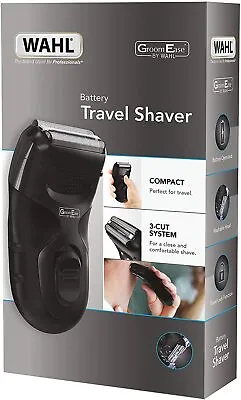 Wahl Groomease Battery Travel Shaver Light Portable 3-Cut System Black 7066-017 • £19.39