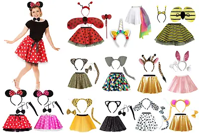 £13.49 • Buy Girls ANIMAL FANCY DRESS TUTU Skirt COSTUME Accessory EARS BOW TAIL SET UK