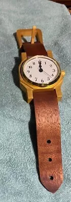 Vintage Novelty Hand Carved Large Wooden Wristwatch Clock Hangs Or Sits Works! • $9.99