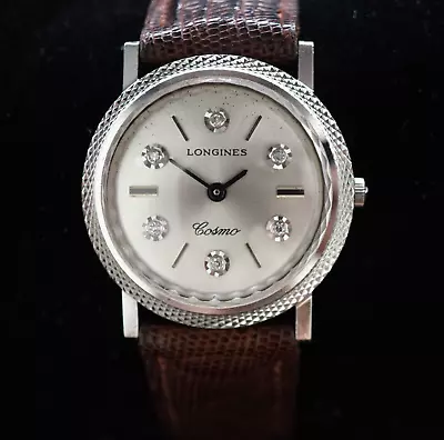 Vintage 14k WG Custom Diamond Longines Cosmo Mechanical Watch Runs! A54 • $790.07