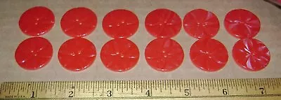 Lot Of 12 RED Carved Flower Design Vintage Casein / Bakelite ? Buttons - Unused • $9.99