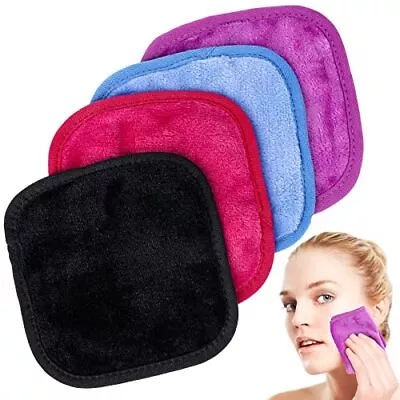 4 Pcs Microfiber Makeup Cloth Reusable Face Towels Makeup Remover Washcloths • $12.46