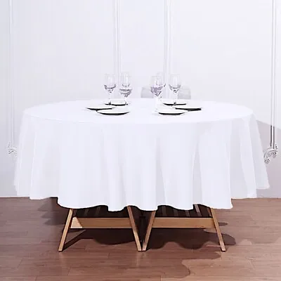 WHITE 90  ROUND POLYESTER TABLECLOTH Wedding Party Reception Dinner Decorations • $8.19