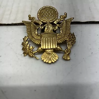 WWII WW2 Era US Army Officer Eagle Cap Hat Badge Military Screw Back Pin • $24.50