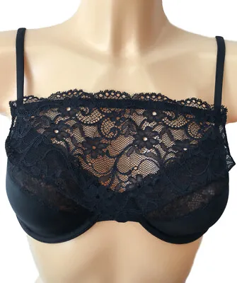 Modesty Panel - Lace Bra Insert - Instant Camisole - Chest Cover Up - BLACK • £8.99