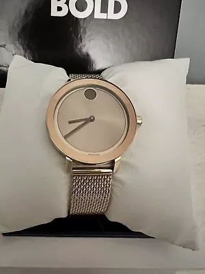 NWT MOVADO BOLD Women's Rose Gold Stainless Steel Mesh Band Swiss Watch 3600654 • $265.99