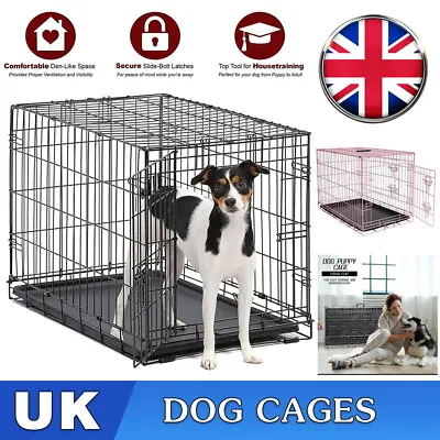 £16.99 • Buy Dog Cage Puppy Pet Crate Carrier - Small Medium Large S M L XL XXL Metal