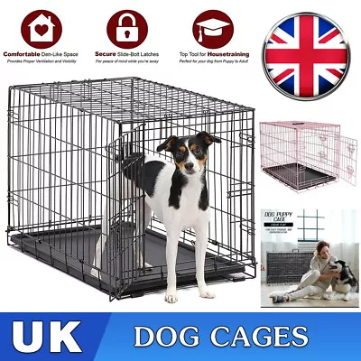 £16.99 • Buy Dog Cage Puppy Pet Crate Carrier - Small Medium Large S M L XL XXL Metal