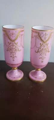 Pair Of Moser? Pink With Gold Trim Goblets • $25