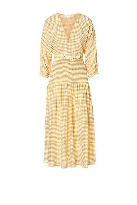 $320 • Buy Scanlan Theodore Gingham Shirred Dress Sunflower Yellow Size 6 