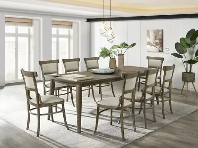 9pc Dining Set Vintage Walnut Dining Table And 8 Side Chairs Extendable Set • $1675