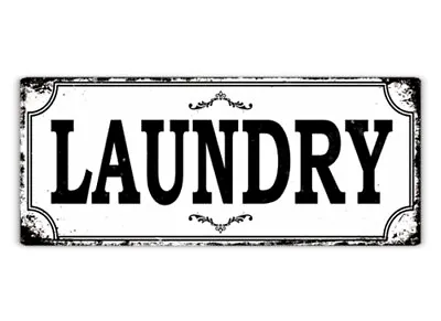 Metal Wall Sign - Laundry B&W | Family Washing Room Sign Retro Gift Plaque • £7.99