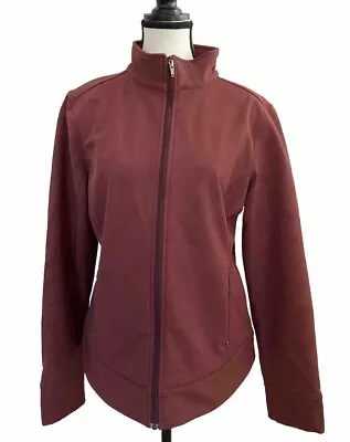 Patagonia Women's Maroon Floral Full Zip Soft Shell Leaf Print Jacket Size L • $36