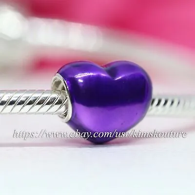 $28 • Buy Authentic Pandora Metallic Purple Heart Sterling Silver 799291C01 Charm
