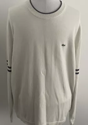 Vtg IZOD Lacoste Tennis Cricket Sweater Size 8 XL Cream Burgundy Stripe Mens • $49.99