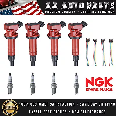 4 Energy Ignition Coil & 4 NGK Spark Plug & 4 Connectors For Toyota Corolla 1.8L • $97.84