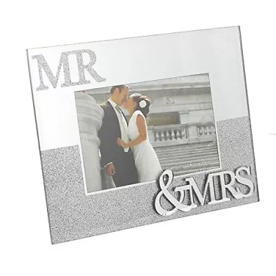 Mr & Mrs Glass Mirror Glitter Frame Wedding Anniversary Gift • £7.97