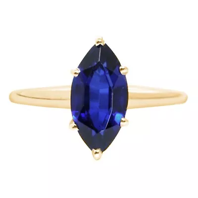 1.50Ct Marquise Shape Natural Blue Tanzanite Women's Ring In 14KT Yellow Gold • £246.50