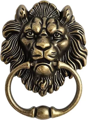 Lion Head Door Knocker 6  Decor Front Door Knocker Lion Door Ring Antique Bronze • $18.99