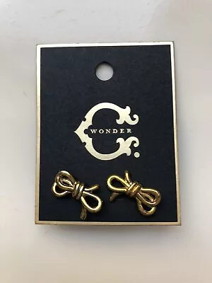 C Wonder Goldtone Bow Peirced Earrings New • $18