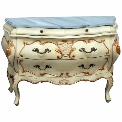 Fine Quality Paint Decorated Faux Marble Top Italian Bombe Dresser Commode Chest • $1186.80