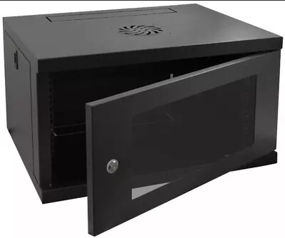 Rackyrax - RR-W1-6G - 19  6u Wall Mounting Cabinet In Black 550x450mm (wxd) • £115