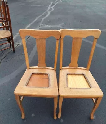 Pair Of  Oak Dinette Chairs / Sidechairs • $299