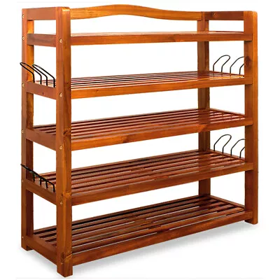 £51.95 • Buy Wooden Shoe Rack 5 Tier Storage Cabinet Shelf Hallway Furniture Organiser Brown 
