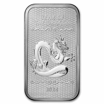 5 Oz Silver Bar - 2024 APMEX Year Of The Dragon (Series 2) • $152.82