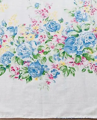 Vintage Cabbage Roses Floral Single Border Slub Texture Fabric  Crantex Cranston • $22