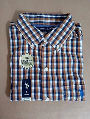 U S. Polo ASSN Men's Woven Shirt Long Sleeve Button Down Size S Caramel Cafe  • $14.95