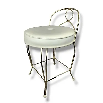 George Koch & Sons Vintage Vanity Chair Hollywood Regency Gold Ivory Mid Century • $120