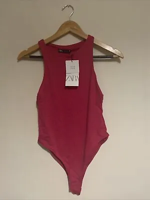 £20 • Buy Brand New Pink Zara Halter Neck Bodysuit Sold Out Size S Small BNWT Fuchsia