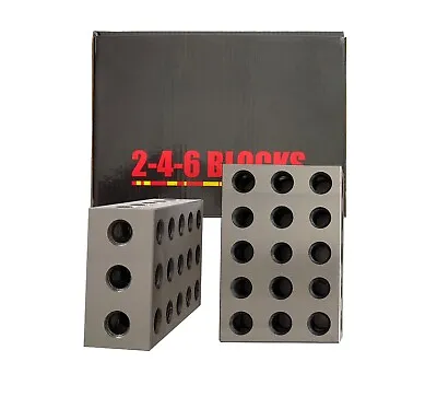 2-4-6 Blocks Matched Pair 23 Holes 246 Precision Ground Machinist Set Up Blocks • $70.99