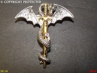 Steampunk Brooch Badge Pin Silver Wings Dragon Gold Sword Game Of Thrones • £5.50