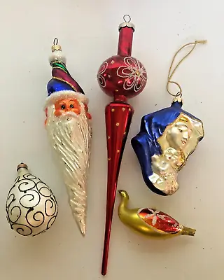 $30 • Buy Lot 5 Vintage Assorted Mercury Glass Christmas Ornaments