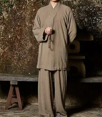 2022 Shaolin Monk Kung Fu Uniform Buddhist Robe Meditation Tai Chi Mens Suits • $50.22