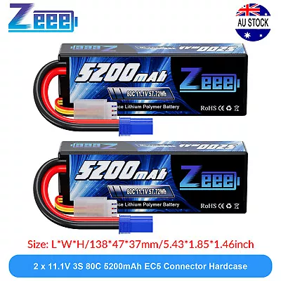 2x Zeee 11.1V 3S LiPo Battery 80C 5200mAh EC5 For RC Car Truck Buggy Helicopter • $90.99