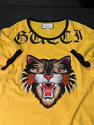 Gucci Angry Cat Tiger Feline Yellow Black Tshirt Xl Shirt Extra Large Authentic • $495