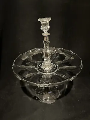 £43.47 • Buy Vintage 4 Pc Crystal Glass Epergne Vase Scallop Centerpiece Candlestick Threaded