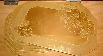 Set 7 VTG Floral Placemats Light Mustard Yellow Cottage Core Wipeable 12 X 17'' • $23.99