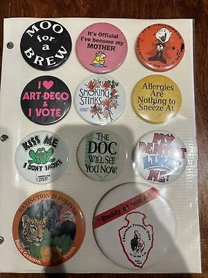 Random Vintage Pin-back Buttons/pins Lot #80 Protected In Sheet • $29.99