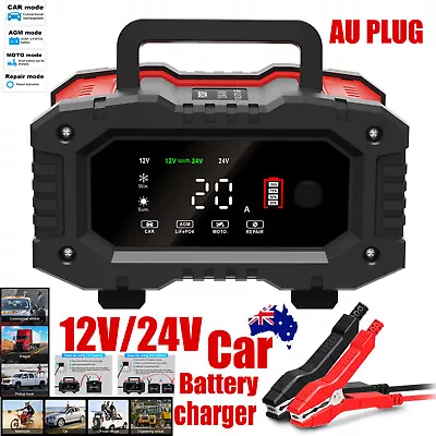 20A 12V-24V Smart Battery Charger For Lead Acid LiFePo4 AGM GEL Battery Repair  • $68.99