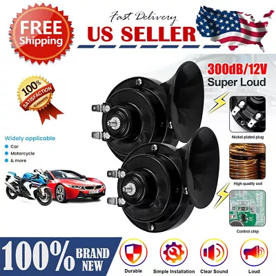 2PCS Universal Snail Horn 12V Super Loud Electric Air Horn Motorcycle Car Truck • $12.79