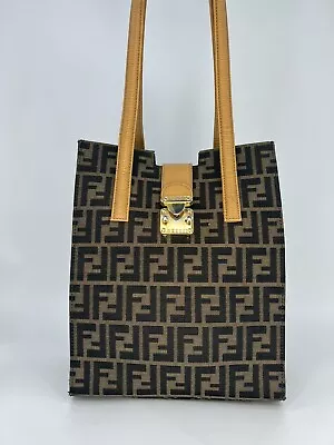 Authentic Rare! Vintage Fendi Tobacco Zucca Long Tote Bag 12inch • $249.99