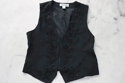 Vintage Alfred Dunner Black Beaded Vest Size 14 • $13.99