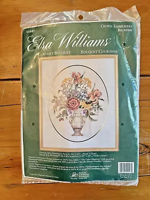 Vintage Elsa Williams Crewel Embroidery Kit Coronet Floral Bouquet New Sealed • $35